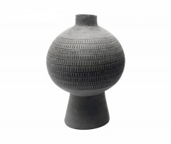 VASE MATT GREY GLASS BALL 